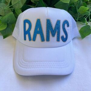 Los Angeles, Rams, trucker hat, NFL, sparkly lettering